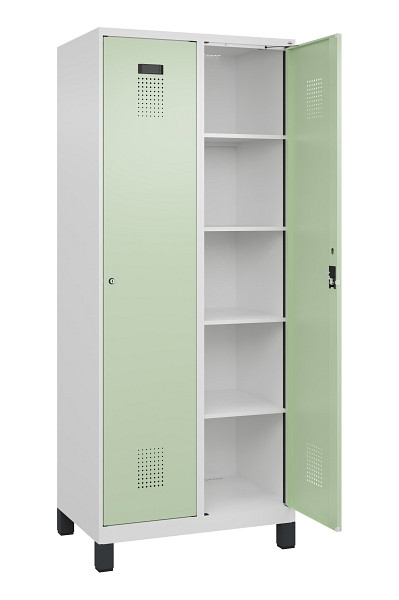 C+P Wäsche-Spind Evolo PLUS, mit Füßen, 2 Abteile, 1950x800x500mm, 9016/6019, Verschluss Zylinderschloss, Ablageböden 8, 049010-22B S10046