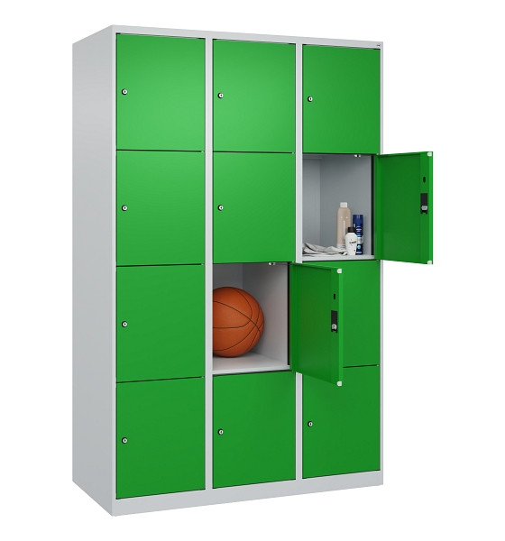 C+P Schließfachschrank Evolo PLUS, 12 Fächer, 1850x1200x500mm, 7035/6037, Abteile 3, Abteilbreite 400 mm, 049000-324 S10011