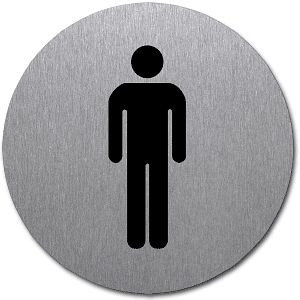 Moedel Piktogramm WC Herren, Edelstahl, selbstkleben, Ø 50 mm, 52488