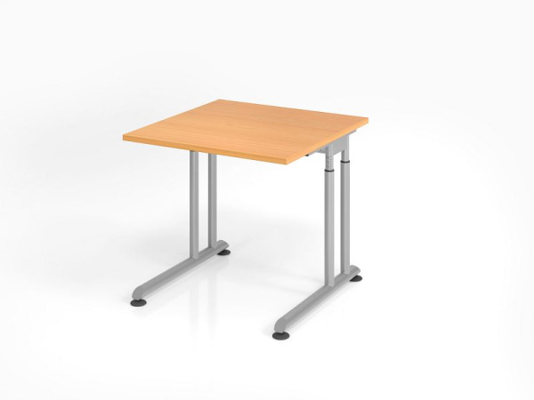 Hammerbacher Schreibtisch ZS08, 80 x 80 cm, Platte: Buche, 25 mm dick, ABS-Dickkante, Rechteckform, Silber, VZS08/6/S