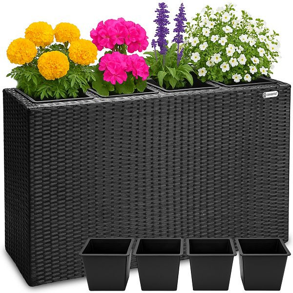 casaria Polyrattan Blumentopf Schwarz 95x27x60cm, 106642