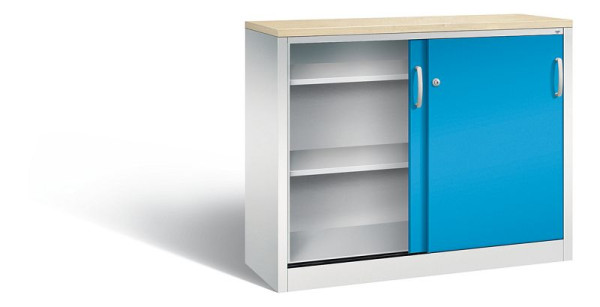 C+P Sideboard mit Schiebetüren Acurado, H1000xB1200xT400mm, Farbe: Lichtgrau / Lichtblau, Bügelgriff, 2046-00 S10272