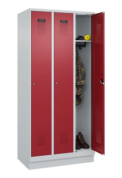 C+P Spind Evolo PLUS, mit Sockel, 3 Abteile, 1950x900x500mm, 7035/3003, Verschluss Zylinderschloss, Ablageböden 3, 049020-30 S10031