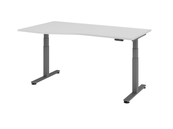Hammerbacher Sitz-Steh-Schreibtisch elektrisch 180x100/80cm Grau, VXDSM18/5/G