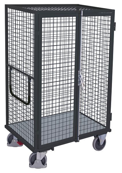 VARIOfit Etagenwagen fest verschweißt, 1.315x910x1.810mm, RAL 7016 anthrazitgrau, Ladefläche: 1.245x785mm, mit Türen aus Drahtgitter, sw-800.440/AG