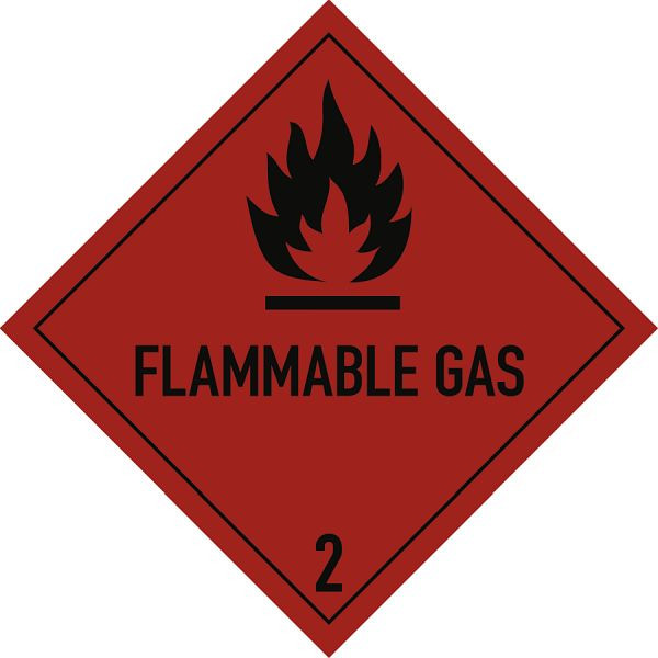 Moedel Gefahrzettel Klasse 2.1 Text FLAMMABLE GAS, Papier, 100x100 mm, VE: 1000 Stück/Rolle, 65975