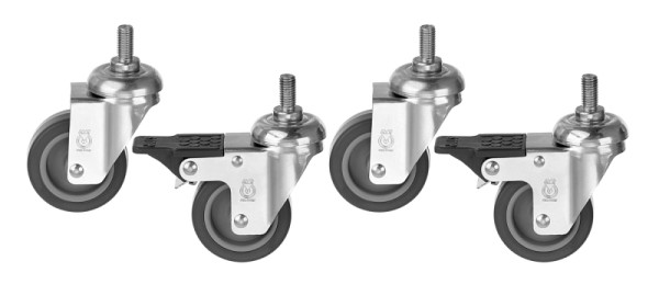 Bartscher Lenkrollen-Set Pro TKM, Lenkrollen: 4 Lenkrollen, 2 feststellbar, 101837