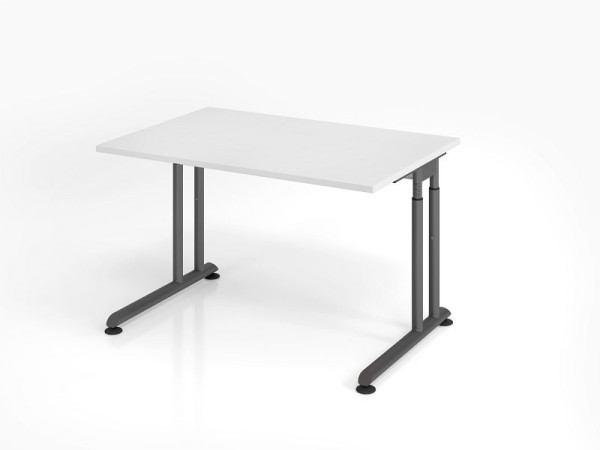 Hammerbacher Schreibtisch ZS12, 120 x 80 cm, Platte: Weiß, 25 mm dick, ABS-Dickkante, Rechteckform, Graphit, VZS12/W/G