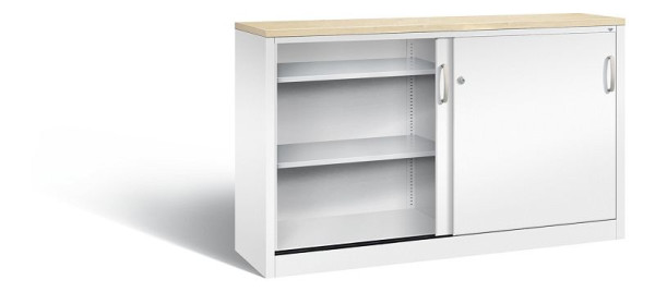 C+P Sideboard mit Schiebetüren Acurado, H1000xB1600xT400mm, Farbe: Verkehrsweiß, Bügelgriff, 2146-00 S10194