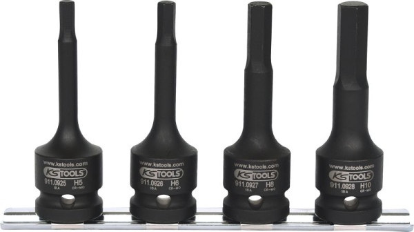 KS Tools 1/2" Kraft-Bit-Stecknuss-Satz, lang, 4-teilig, 515.1105