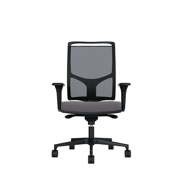 Bisley Bürodrehstuhl Zed, Schwarzes Kunststoff, Höhenverstellbare Armlehnen, Fußkreuz und Armlehnen aus Kunststoff, NE0625 grau, ZEDKSLSNE0625