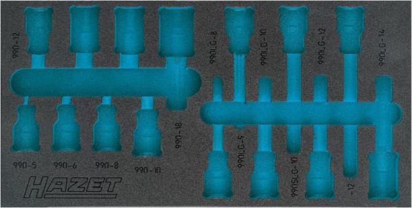 Hazet 2-Komponenten Weichschaum-Einlage, für 163-482/15 Abmessungen / Länge: 342 mm x 172 mm Ordnungssystem Größe: 1/3 (342 x 172 mm), 163-482L