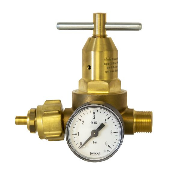 ELMAG Klein-Druckregler 'PROPAN' mit Manometer 0-6 bar, Leistung 18 kg/h, Schlauchanschluss G 3/8' LH, 56120