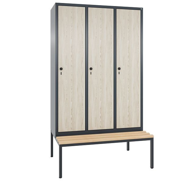 C+P Spind Evolo, 3 Abteile, H2090xB1200xT815 mm, Anthrazit/MDF Esche, 48050-32 S10692