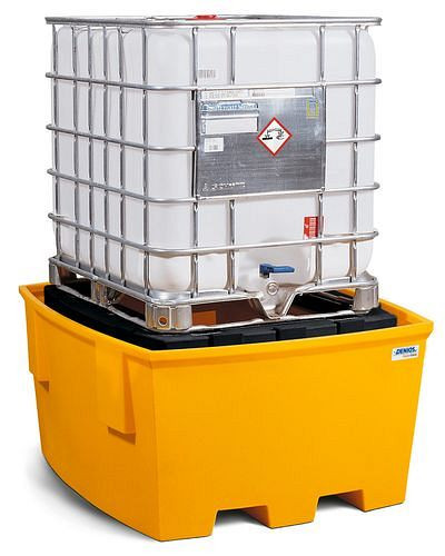 DENIOS Auffangwanne base-line aus PE für 1 IBC, mit PE-Lagerbock, 267502