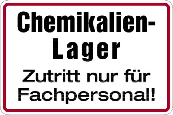 Schilder Klar Betriebsbeschilderung Chemikalien- Lager, 300x200 mm Folie selbstklebend, 1091/62