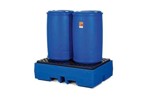 DENIOS Auffangwanne PolySafe ECO aus Polyethylen (PE), mit PE-Gitterrost, für 2 Fässer à 200 Liter, 162286