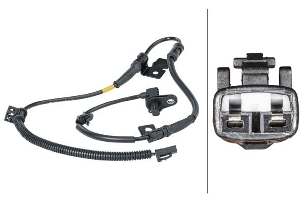 HELLA Sensor, Raddrehzahl, 12V, 2-polig, Kabel: 910mm, mit Halter, 6PU 012 679-851