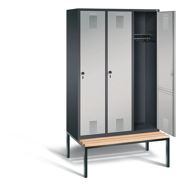 C+P Garderobenschrank Evolo, H2090xB1200xT815mm, Farbe: Schwarzgrau / Weißaluminium, 48050-32 S10013