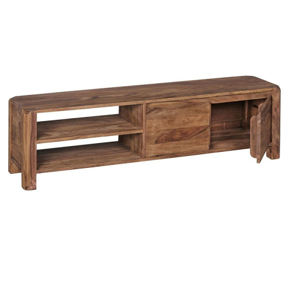 Wohnling Lowboard BOHA Massivholz Sheesham 140 cm, Ablage-Fächer Landhaus-Stil, Unterschrank 40 cm, WL1.743
