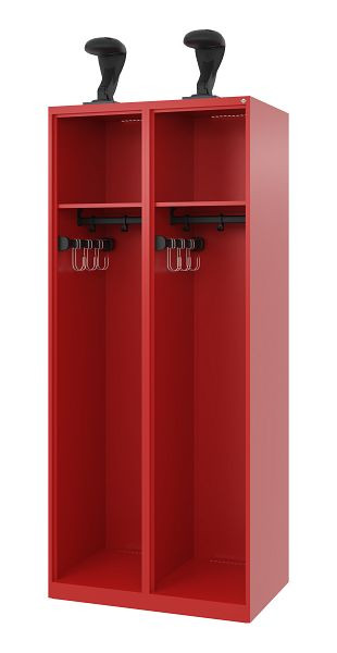 C+P Feuerwehrspind Evolo, Modell EXPERT, 2 Abteile, H1850B800T500 mm, Feuerrot, Helmhalter, 0491015-22 S10005