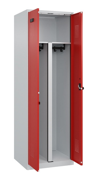 C+P PSA Schwarz-Weiß-Spind Evolo PLUS, 2 Abteile, 1850x600x500mm, 7035/3020, Drehriegel, 049002-20P S10005
