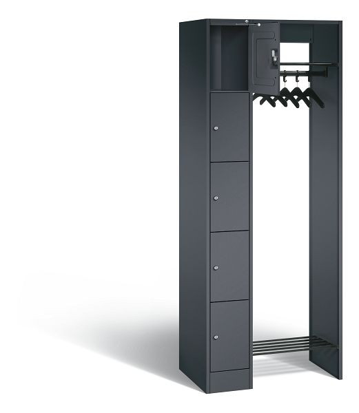 C+P Offene Garderobe Serie 8070, H1950xB740xT480mm, Farbe: Schwarzgrau, 80700-00 S10013