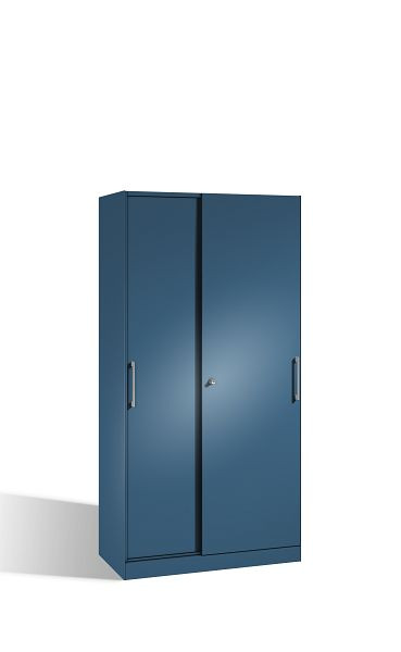 C+P Schiebetürenschrank Asisto, H1980xB1000xT435mm, Farbe: Fernblau, Bügelgriff, 5 OH, 142002-000 S10114