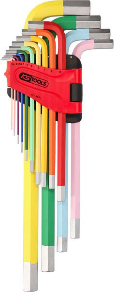KS Tools Innensechskant-Winkelstiftschlüssel-Satz, extra lang, 14-teilig, 151.4640