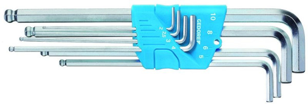 GEDORE Winkelschraubendreher-Satz für Innensechskantschrauben, extra lang, mit Kugelkopf, 1523988