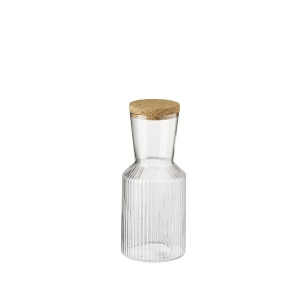 APS Glaskaraffe "LINES", 0,5 Liter, Ø 9 m, Höhe 19,5 cm, Deckel aus Kork, 10725