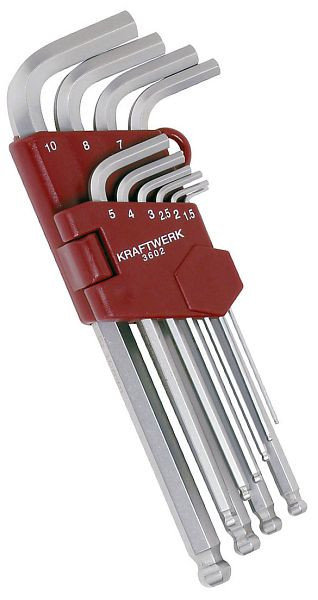 Kraftwerk Kugelkopf-Innensechskantschlüssel-Satz 10-teilig 1,5-10 mm, 3602