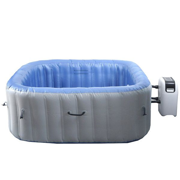 Mendler Whirlpool HWC-N97, 5 Personen, In-/Outdoor heizbar aufblasbar Pumpe PVC laminiert, eckig 180cm grau-blau, 110362+110365