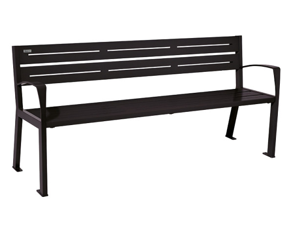 Procity Sitzbank Silaos® 5 Leisten, 100% Stahl, Mit Armlehne, Ein- Oder Zweifarbirg, RAL 9005, 209516.9005