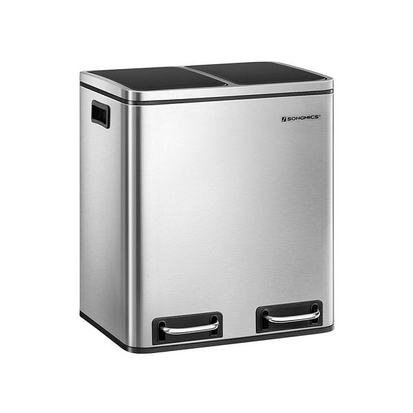 SONGMICS Abfalleimer aus Metall 30 L Edelstahl, LTB30H, 6955880326099
