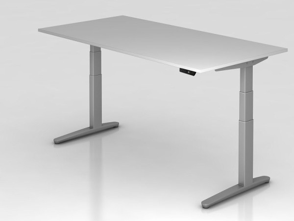 Hammerbacher Sitz-Steh-Schreibtisch elektrisch 200x100cm Grau/silber, Rechteckform, VXBHM2E/5/SS