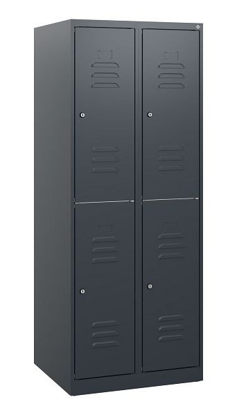 C+P Doppelstöckiger Spind Classic PLUS, 2 Abteile, 1530x600x500mm, 7016/7016, Zylinderschlösser, 0803005-20 S10020