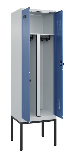 C+P PSA Doppel-Spind Evolo PLUS, Gestell, 2 Abteile, 2120x600x500mm, 7035/5023, Drehriegel, 0490327-20P S10008