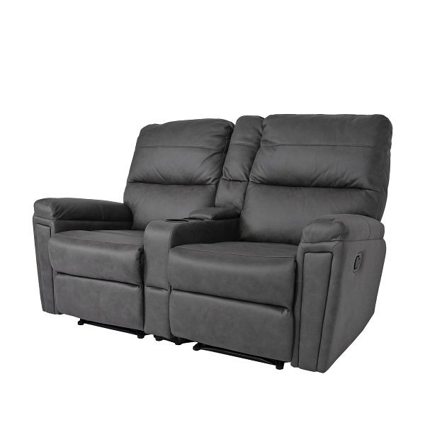 Mendler 2er Kinosessel HWC-K17, Relaxsessel Fernsehsessel Sofa, Nosagfederung Getränkehalter Fach, Stoff/Textil dunkelgrau, 89378+89379+89380