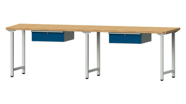 ANKE Werkbänke Arbeitstisch, Modell 193, 2800 x 800 x 840 mm, RAL 7035/5010, BMP 40 mm, 401.464