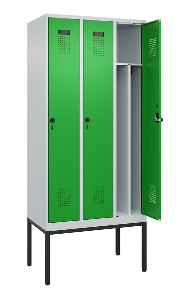 C+P Spind Evolo PLUS, Gestell, 3 Abteile, 2120x900x500mm, 7035/6037, Verschluss Drehriegel, 0490307-30F S10011