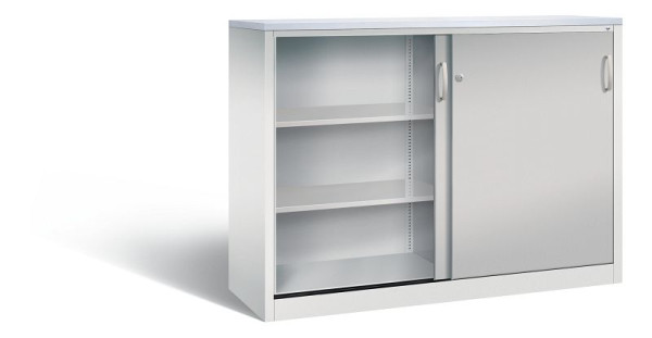 C+P Sideboard mit Schiebetüren Acurado, H1200xB1600xT500mm, Farbe: Lichtgrau / Weißaluminium, Bügelgriff, 3 OH, 2157-1200 S10281