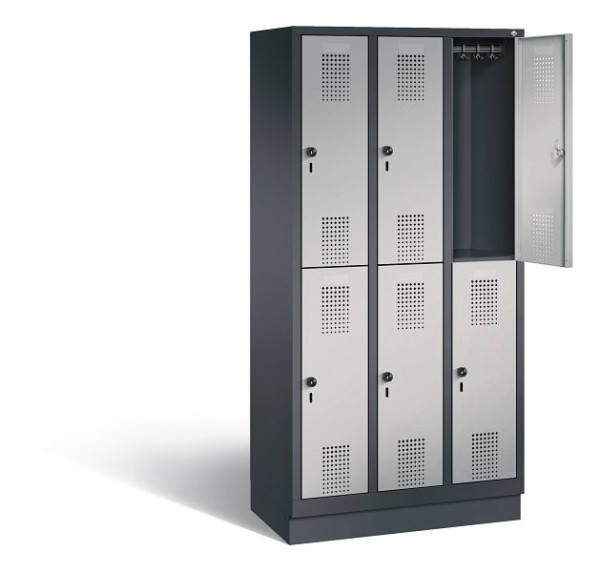 C+P Spind doppelstöckig Evolo, H1800xB900xT500mm, Farbe: Schwarzgrau / Weißaluminium, 48320-30 S10232