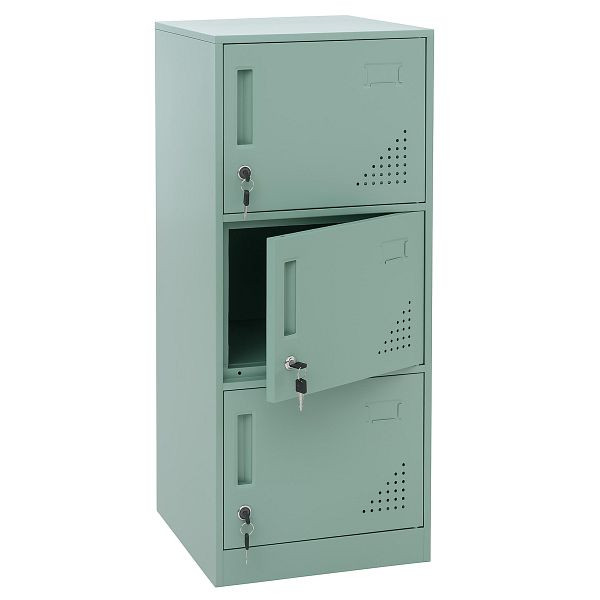 Mendler Spind HWC-P63, Schließfach Wertfachschrank Schließfachschrank 3 Türen, 90x38x45cm Stahl, mintgrün, 122518