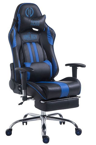 CLP Racing Bürostuhl Limit mit Fußablage, schwarz/blau, 1916685101