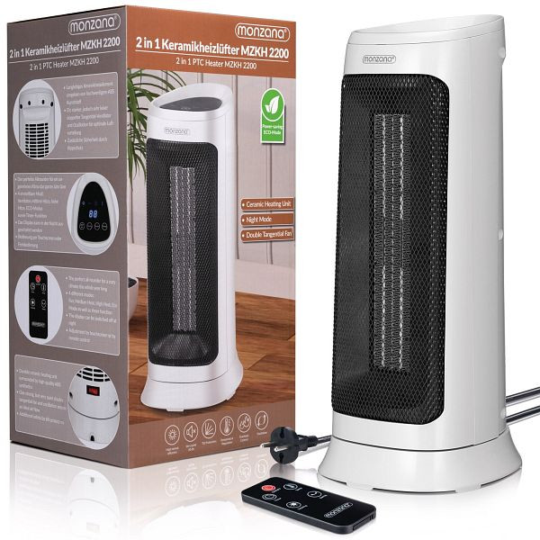 monzana Heizlüfter MZKH2200 Weiß Keramik 2000W, 109520, 4251776920986