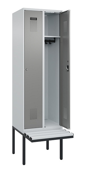C+P Spind Evolo PLUS, 2 Abteil, 2120x600x815mm, 7035/0004, Zylinderschloss, Material Sitzfläche Kunststoff, 0490407-20 S10095