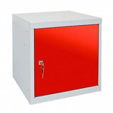 ADB Wertfach-Schließfach Zylinderschloss, Maße Korpus LxBxH 400x400x400 mm, Farbe Korpus: grau/rot, RAL 7035/3020, 41203