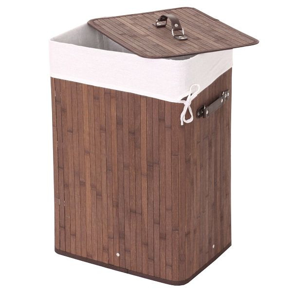 Mendler Wäschekorb HWC-C21, Laundry Wäschebox Wäschesammler Wäschebehälter Wäschetonne, Bambus 61x43x32cm 70l, braun, 61147