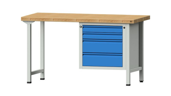 ANKE Werkbänke Kombiwerkbank, Modell 707 E, 1500 x 700 x 850 mm, RAL 7035/5012, BMP 50 mm, 510.533